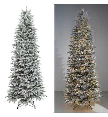 Albero di Natale Slim Innevato con Luci Led Integrate H.180/240 cm - Aspen Lux Snow