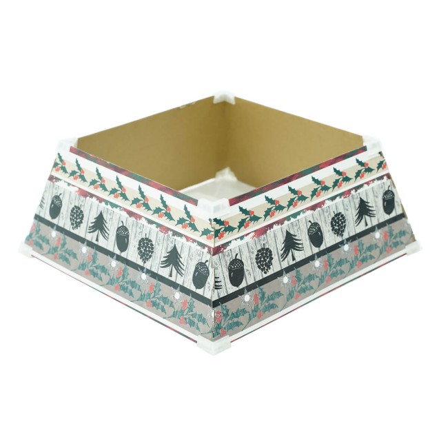 Copribase per Alberi di Natale in Cartone Ripiegabile con Fantasia Grigia