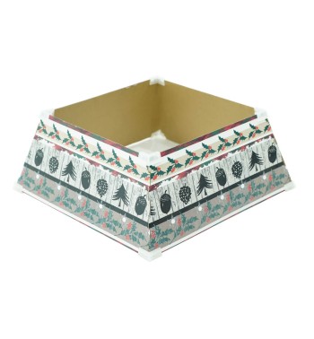 Copribase per Alberi di Natale in Cartone Ripiegabile con Fantasia Grigia