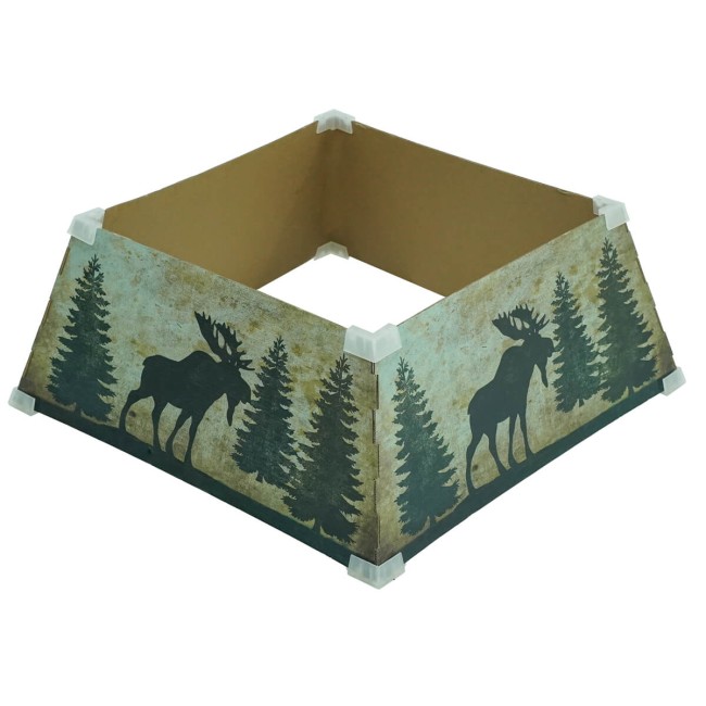 Copribase per Alberi di Natale in Cartone Ripiegabile con Fantasia Renna