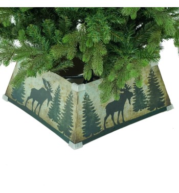 Copribase per Alberi di Natale in Cartone Ripiegabile con Fantasia Renna