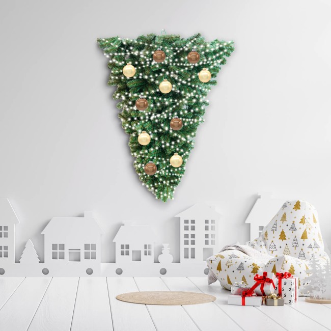 Albero di Natale a Parete H.135 cm in Pvc con Apertura ad Ombrello - Giove