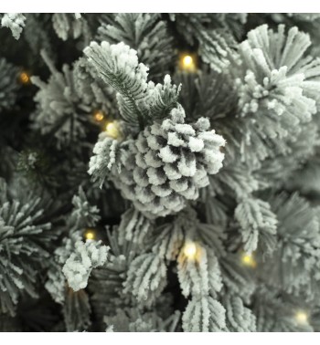 Albero di Natale Innevato con Pigne e Luci Led H.180/240 cm Apertura ad Ombrello - Montepigna Albero di Natale Innevato con Pigne e Luci Led H.180/240 cm Apertura ad Ombrello - Montepigna