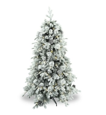 Albero di Natale Innevato con Pigne e Luci Led H.180/240 cm Apertura ad Ombrello - Montepigna Albero di Natale Innevato con Pigne e Luci Led H.180/240 cm Apertura ad Ombrello - Montepigna