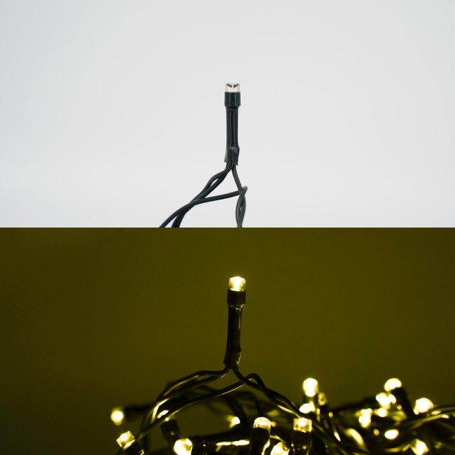 Catena Luminosa Bianco Caldo 300 Led| Cavo Verde| Funzione Memory |15 metri Uso Esterno IP44