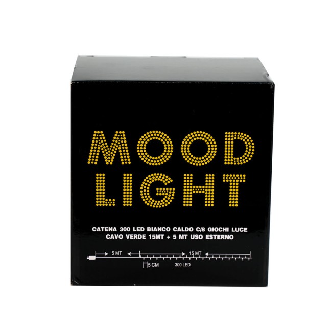 Catena Luminosa Bianco Caldo 300 Led| Cavo Verde| Funzione Memory |15 metri Uso Esterno IP44