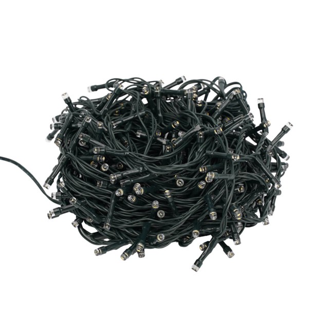 Catena Luminosa Bianco Caldo 300 Led| Cavo Verde| Funzione Memory |15 metri Uso Esterno IP44