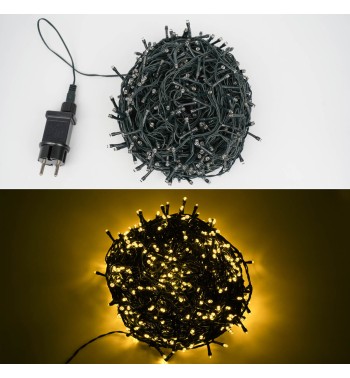 Catena Luminosa Bianco Caldo 700 Led| Cavo Verde| Funzione Memory |35 metri Uso Esterno IP44