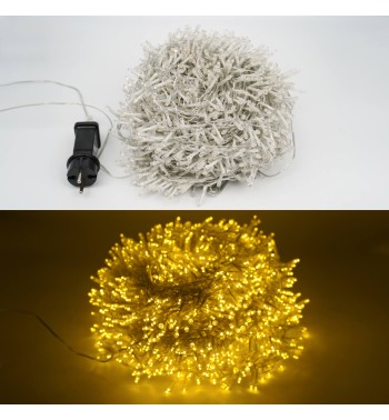 Catena Luminosa Bianco Caldo 2000 Led| Cavo Trasparente| Funzione Memory |46 metri Uso Esterno IP44