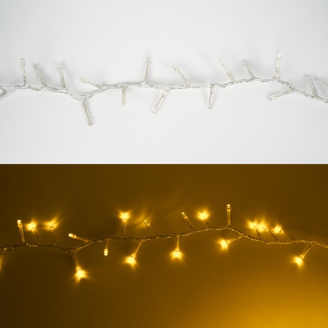 Catena Luminosa Bianco Caldo 2000 Led| Cavo Trasparente| Funzione Memory |46 metri Uso Esterno IP44