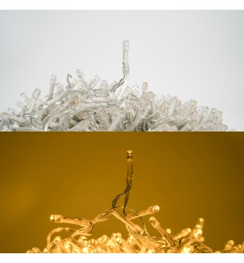 Catena Luminosa Bianco Caldo 2000 Led| Cavo Trasparente| Funzione Memory |46 metri Uso Esterno IP44