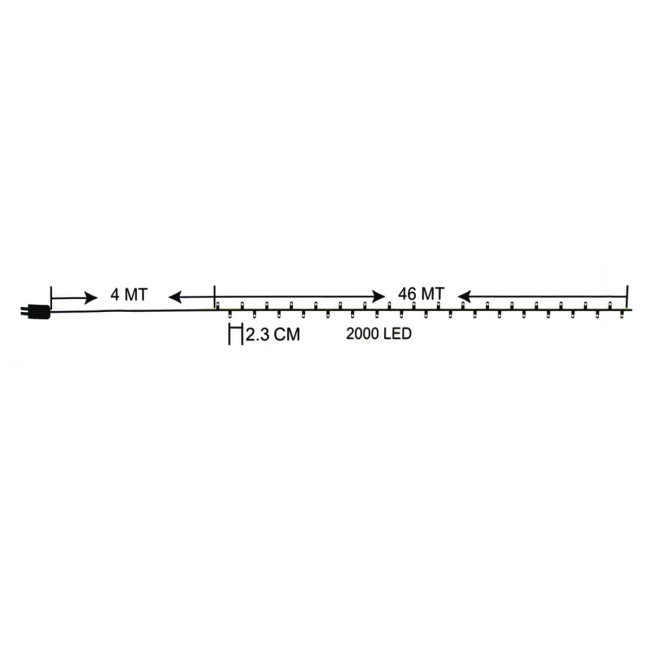 Catena Luminosa Bianco Caldo 2000 Led| Cavo Trasparente| Funzione Memory |46 metri Uso Esterno IP44