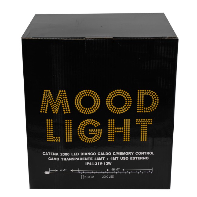 Catena Luminosa Bianco Caldo 2000 Led| Cavo Trasparente| Funzione Memory |46 metri Uso Esterno IP44