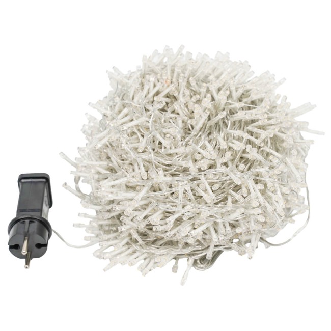 Catena Luminosa Bianco Caldo 2000 Led| Cavo Trasparente| Funzione Memory |46 metri Uso Esterno IP44