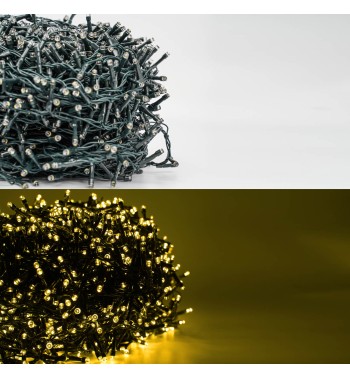 Catena Luminosa Bianco Caldo 2000 Led| Cavo Verde| Funzione Memory |46 metri Uso Esterno IP44