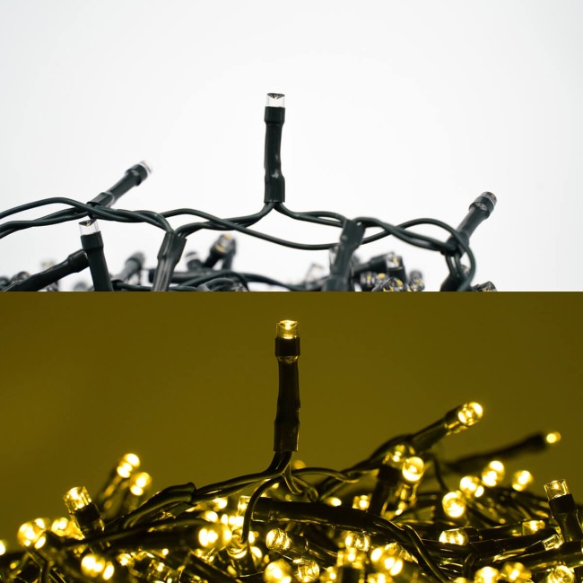 Catena Luminosa Bianco Caldo 2000 Led| Cavo Verde| Funzione Memory |46 metri Uso Esterno IP44