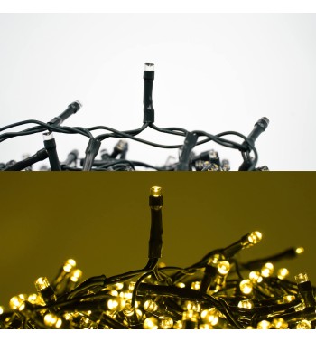 Catena Luminosa Bianco Caldo 2000 Led| Cavo Verde| Funzione Memory |46 metri Uso Esterno IP44