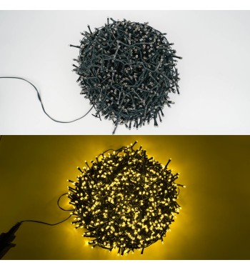 Catena Luminosa Bianco Caldo 2000 Led| Cavo Verde| Funzione Memory |46 metri Uso Esterno IP44