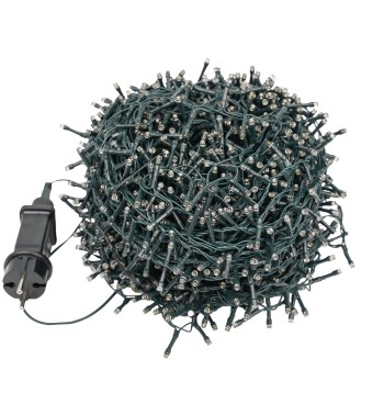 Catena Luminosa Bianco Caldo 2000 Led| Cavo Verde| Funzione Memory |46 metri Uso Esterno IP44