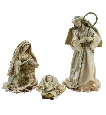 Natività in Poliresina e Tessuto 8 Pz. H.40 cm