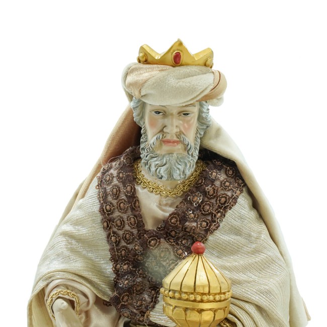 Natività in Poliresina e Tessuto 8 Pz. H.40 cm