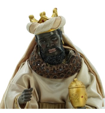 Natività in Poliresina e Tessuto 8 Pz. H.40 cm