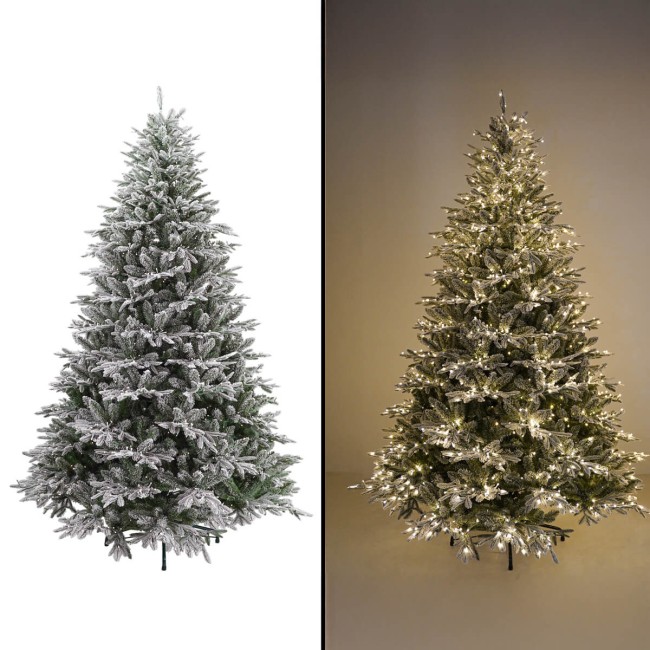 Albero di Natale Innevato con Led in Pe+Pvc H.150/300 cm Apertura ad Ombrello - Canada Lux