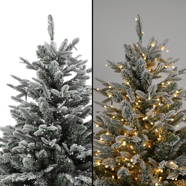 Albero di Natale Innevato con Led in Pe+Pvc H.150/300 cm Apertura ad Ombrello - Canada Lux