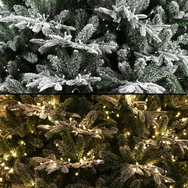 Albero di Natale Innevato con Led in Pe+Pvc H.150/300 cm Apertura ad Ombrello - Canada Lux