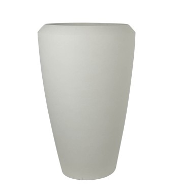 Vaso Alto in HDPE Beige, Design Cilindrico per Interno ed Esterno