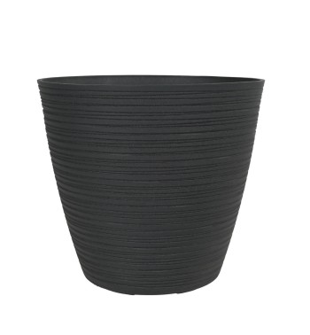 Vaso Grigio in Poliresina e Polvere di Pietra, Uso Interno ed Esterno con Foro di Drenaggio Vaso Grigio in Poliresina e Polvere di Pietra, Uso Interno ed Esterno con Foro di Drenaggio