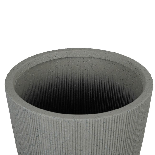 Vaso Cilindrico Beige in Poliresina Mista a Polvere di Pietra, Uso Interno ed Esterno