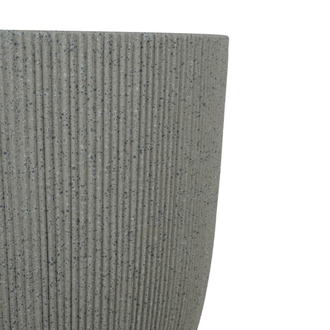 Vaso Cilindrico Beige in Poliresina Mista a Polvere di Pietra, Uso Interno ed Esterno