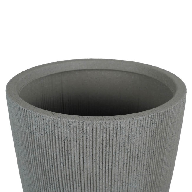 Vaso in HDPE Beige con Finitura a Righe, Eleganza per Interni ed Esterni