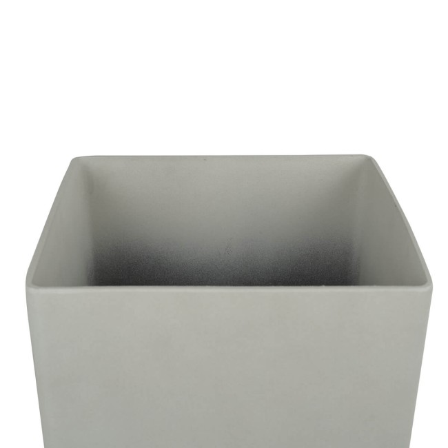 Vaso Quadrato Beige in Poliresina Mista a Polvere di Pietra, per Interni ed Esterni