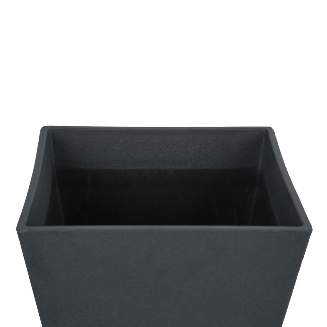 Vaso Quadro Nero in Poliresina Mista a Polvere di Pietra per Interni ed Esterni