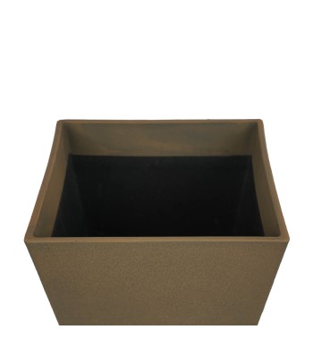 Vaso Quadrato Marrone in Poliresina Mista a Polvere di Pietra, Uso Interno/Esterno