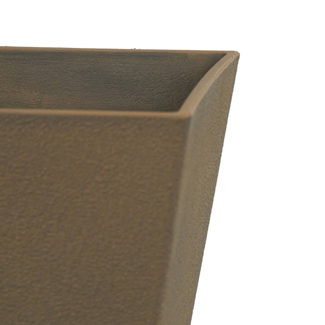 Vaso Quadrato Marrone in Poliresina Mista a Polvere di Pietra, Uso Interno/Esterno