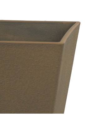 Vaso Quadrato Marrone in Poliresina Mista a Polvere di Pietra, Uso Interno/Esterno