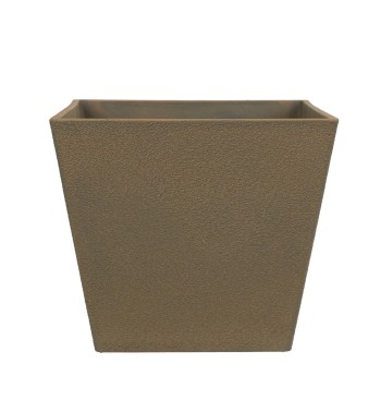 Vaso Quadrato Marrone in Poliresina Mista a Polvere di Pietra, Uso Interno/Esterno