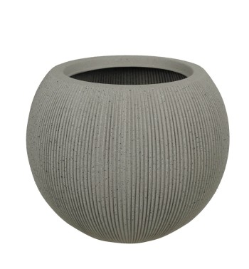 Vaso Beige a Forma Sferica in HDPE, per Interni ed Esterni