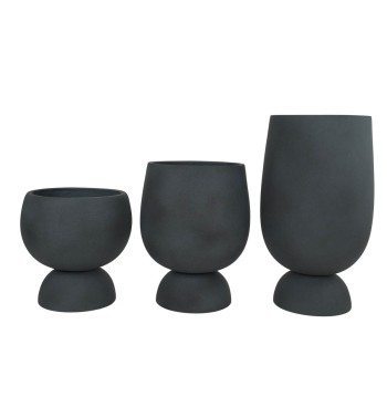 Set Tre Vasi in Ossido di Magnesio Grigio, Design Moderno per Interni ed Esterni