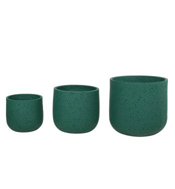 Set Tre Vasi Verde in Ossido di Magnesio, Uso Interno/Esterno