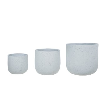 Set Tre Vasi in Ossido di Magnesio Bianchi, Uso Interno ed Esterno