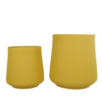 Set Due Vasi in Ossido di Magnesio Senape, per Interni ed Esterni