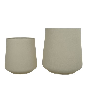 Set Due Vasi in Ossido di Magnesio Taupe, Adatto a Interni ed Esterni