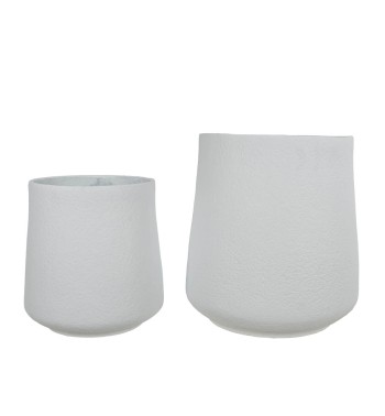 Set Due Vasi in Ossido di Magnesio Bianco, per Interni ed Esterni