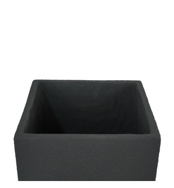 Set Due Vasi Rettangolari Nero in Ossido di Magnesio, per Interni ed Esterni,