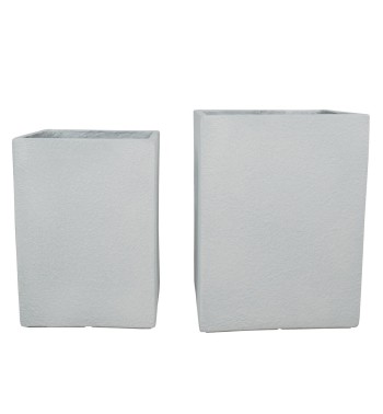 Set Due Vasi Rettangolari Bianco in Ossido di Magnesio, per Interno ed Esterno