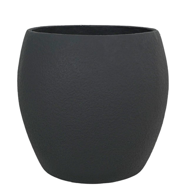 Set Tre Vasi Sferici Nero in Ossido di Magnesio, per Interni ed Esterni